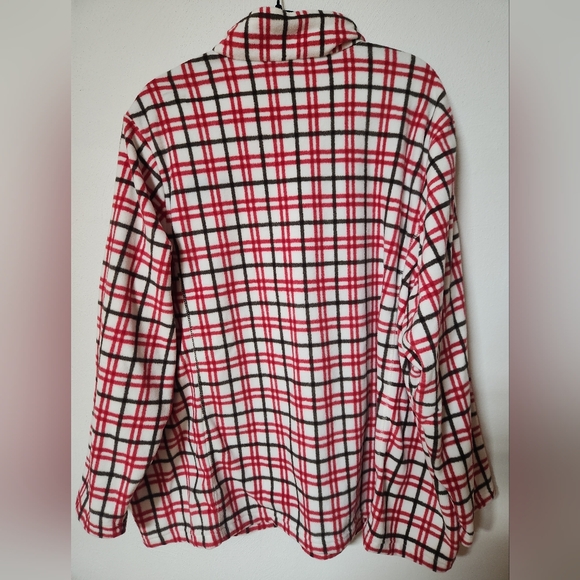 Lands' End Red and White Checkered Fleece - Picture 2 of 4